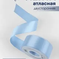 Лента атласная TEIRA, двухсторонняя, 38 мм, 25&plusmn;1 м, светло-голубой №332