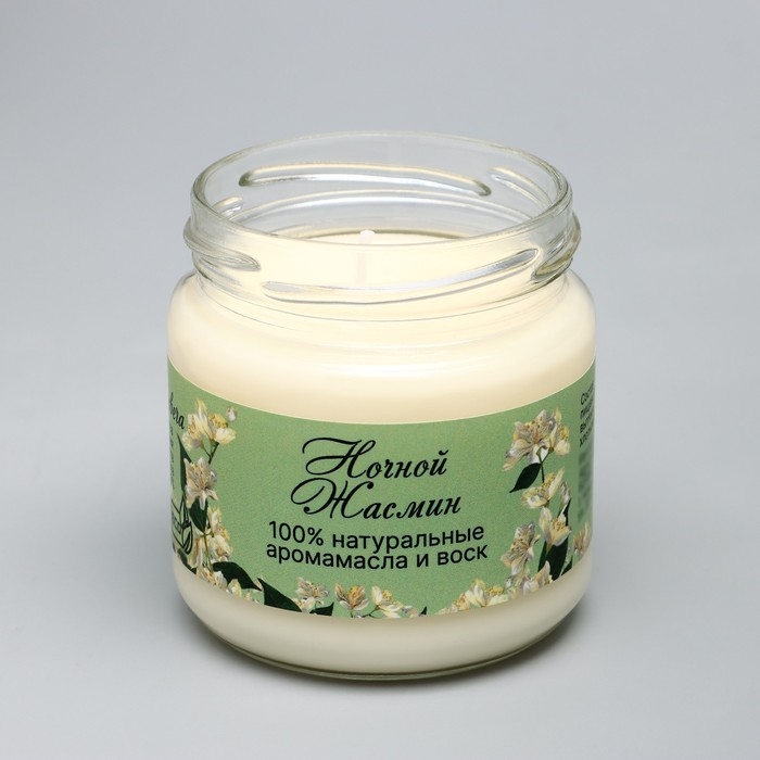 Натуральная эко свеча  Натуральная эко свеча "Ночной жасмин", белая, 7х7,5 см, 14 ч