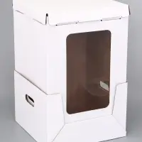 Коробка под торт, белая, с окном, 32.5&times;32.5&times;45 см