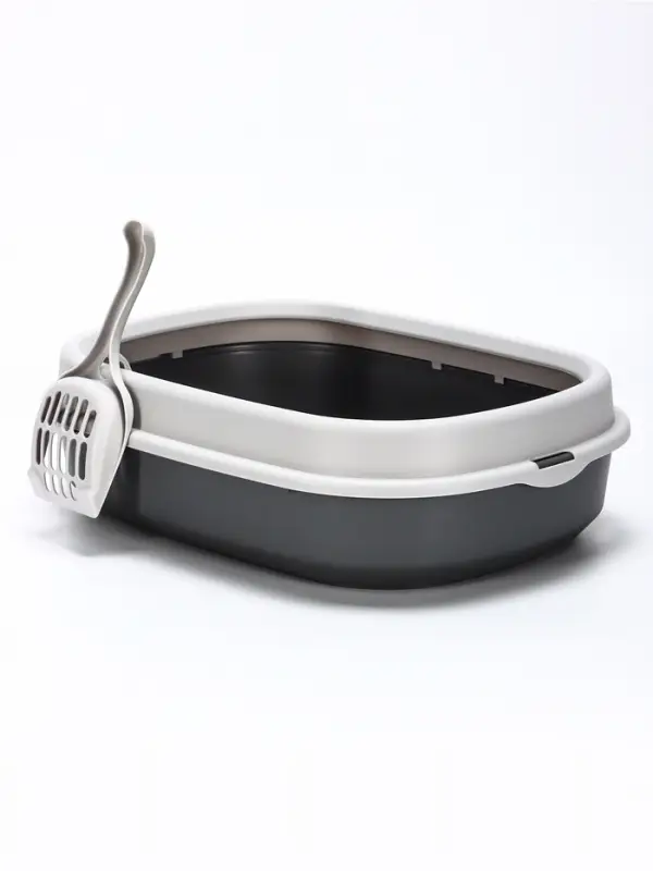 Лоток для кошек &laquo;Фур-Мур&raquo;, 48&times;35.5 см, с бортом и совком, покрытие софт-тач, смоки