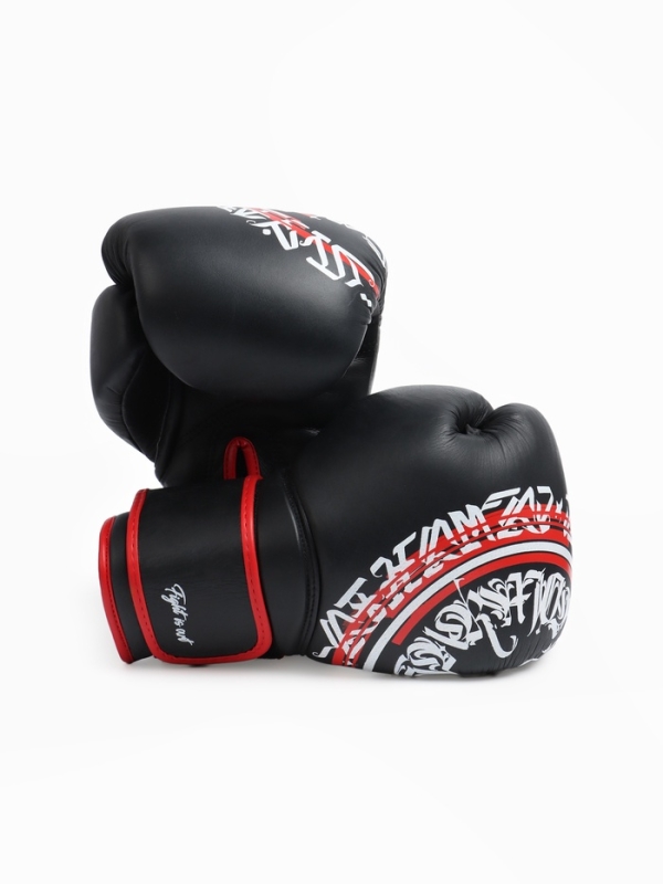 Боксерские перчатки FIGHT EMPIRE, ART, натуральная кожа, чёрные, размер 12 oz
