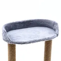 Домик для кошек с когтеточкой, овальной полкой, джут, 51×31×87 см, серый