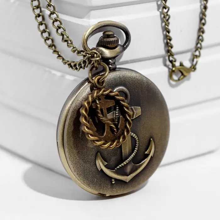 Часы карманные &laquo;Якорь&raquo;, кварцевые, циферблата d=4.5 см, цепочка 80 см