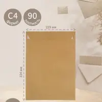 Пакет почтовый C4, 229&times;324 мм, крафт, без подсказа, отрывная лента, 90 г/м&sup2;