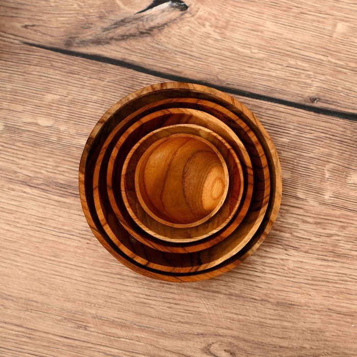 Набор тарелок 5 штук, тиковое дерево Набор тарелок 5 штук, тиковое дерево