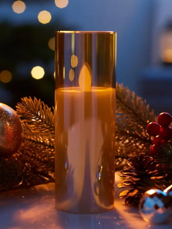 Светодиодная свеча "Золотистая" 16х5.5 см, AAx2 (не в компл.), Т/БЕЛЫЙ