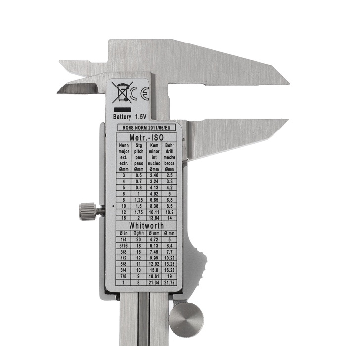 Штангенциркуль электронный ТУНДРА ПРОФИ, металлический, с глубиномером, 150 мм Штангенциркуль электронный ТУНДРА ПРОФИ, металлический, с глубиномером, 150 мм
