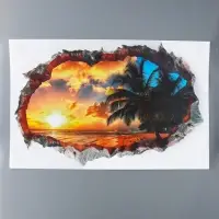 Интерьерная наклейка 3D на стену TAKE IT EASY &laquo;Закат на пляже&raquo;, 90&times;60 см, декоративная, влагостойкая, ПВХ