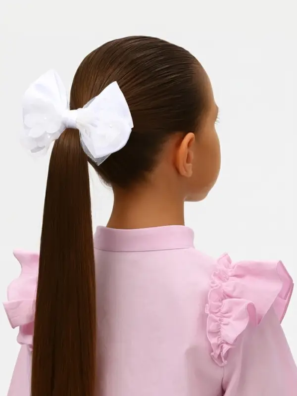 Бант для волос на резинке &laquo;Школьница. Стиль&raquo;, цветы, 12 см, белый