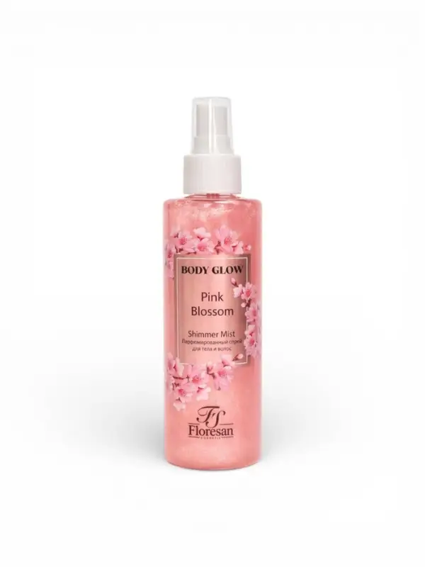 Спрей парфюмированный для тела и волос BODY GLOW с шиммером, розовый цветок, 200 мл