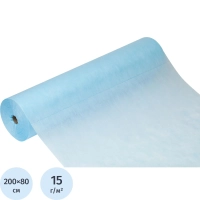 Простыня в рулоне 80х200, голубой (100шт/рул), спанбонд, пл.15, А1, 13076