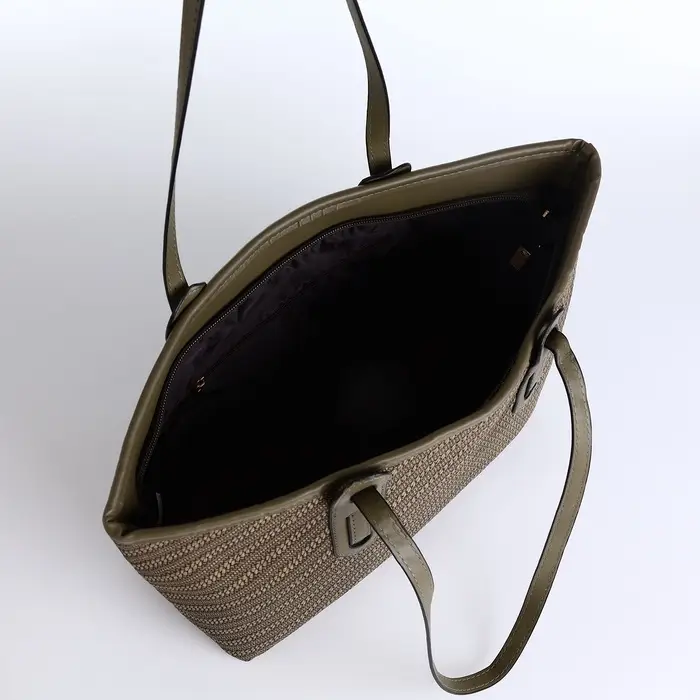 Сумка женская тоут на молнии, 30&times;11&times;25 см, зелёная