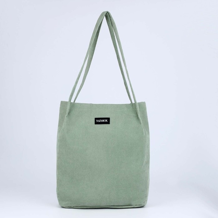 Сумка шопер вельветовый без застёжки, зелёный Сумка шопер вельветовый без застёжки, зелёный