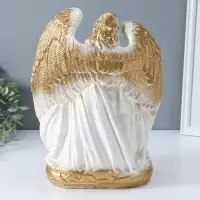 Фигура "Ангел хранитель" белый с золотом 35х25х15 см