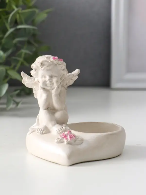 Фигурка - подсвечник на 1 свечу &laquo;Ангел на сердце&raquo;, 8&times;7&times;7.5 см, перламутр