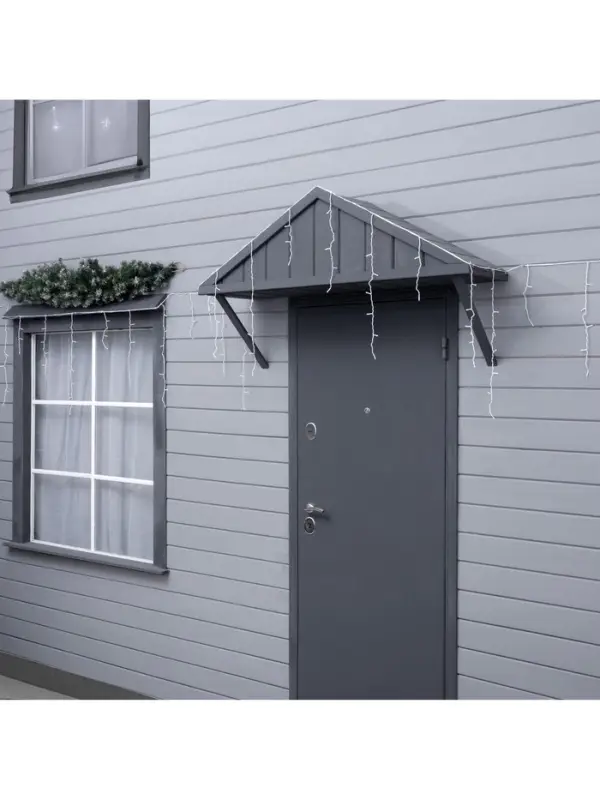 Гирлянда «Бахрома» 25 × 0.7 м, IP44, УМС, белая нить, 450 LED, свечение белое, мерцание, 220 В