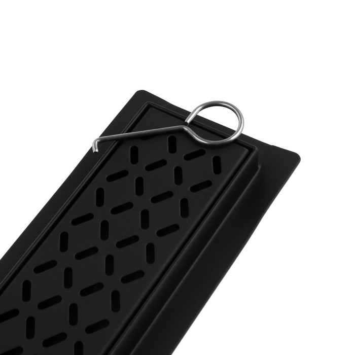 Трап ZEIN engr, c флaнцeм свободного вращ 360°, 7*50 см, d=40/50 мм, нерж сталь, черный