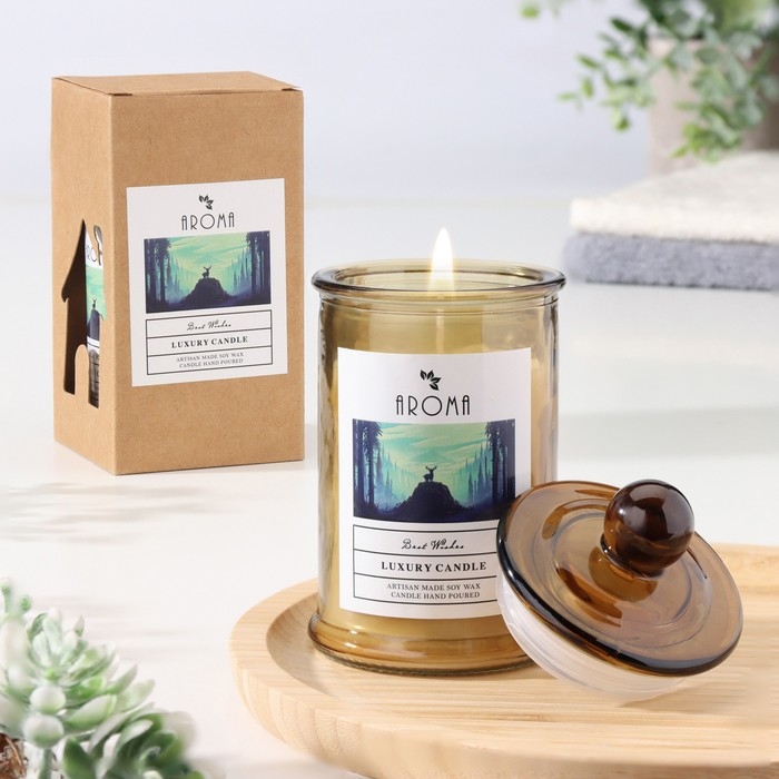 Свеча ароматическая в банке   Свеча ароматическая в банке  "Цветущий жасмин", 40ч, 95 гр, в коробке