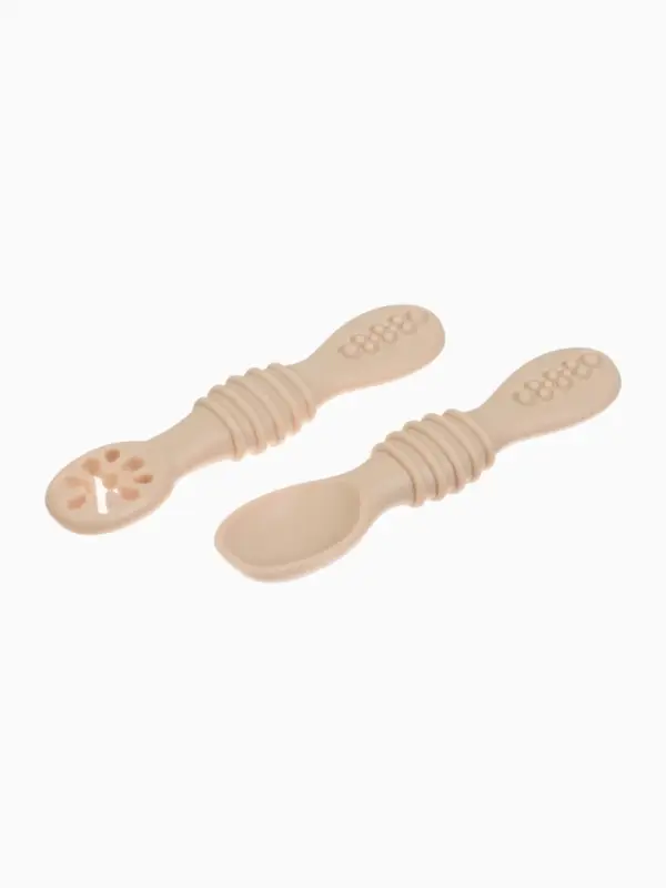 Ложка детская для прикорма, силикон, набор 2 шт., бежевый M&B