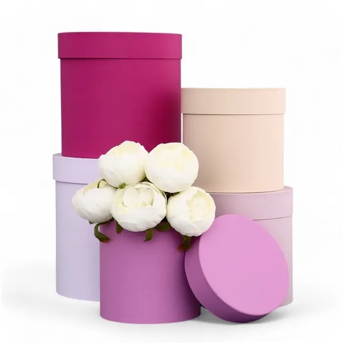 Набор шляпных подарочных коробок 5 в 1&laquo; Нежность&raquo;, 23&times;23 - 14&times;14 см