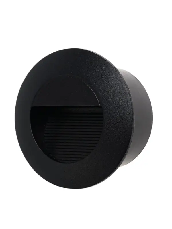 Встраиваемый светильник для лестницы, IP65, 3 Вт, 6500К, 65&times;65 мм, круглый, чёрный, свечение холодное белое