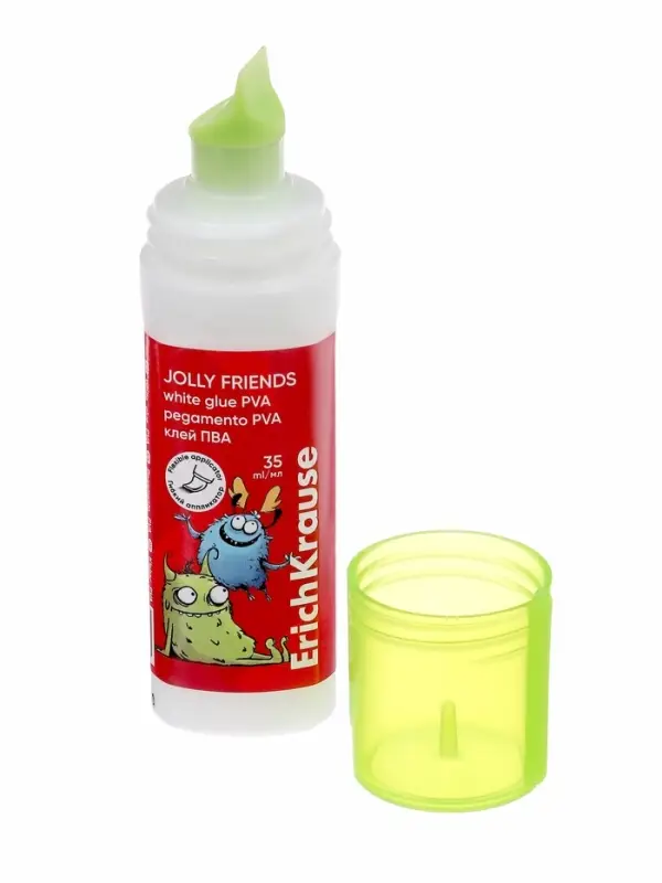 Клей ПВА ErichKrause Jolly Friends, 35 мл, с гибким аппликатором, МИКС
