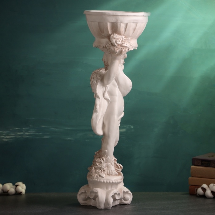 Фигурное кашпо  Фигурное кашпо "Ангел с розами", состаренный, 1,8 л/ 24х24х70см