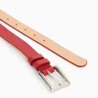 Ремень женский, 110&times;2.3 см, классическая пряжка металл, серебристая, красный