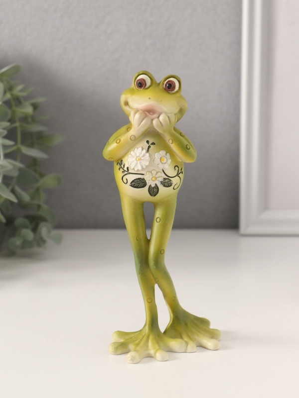 Сувенир полистоун Сувенир полистоун "Лягушка стеснительная, с цветами на животике" 11,5х3,5х16 см