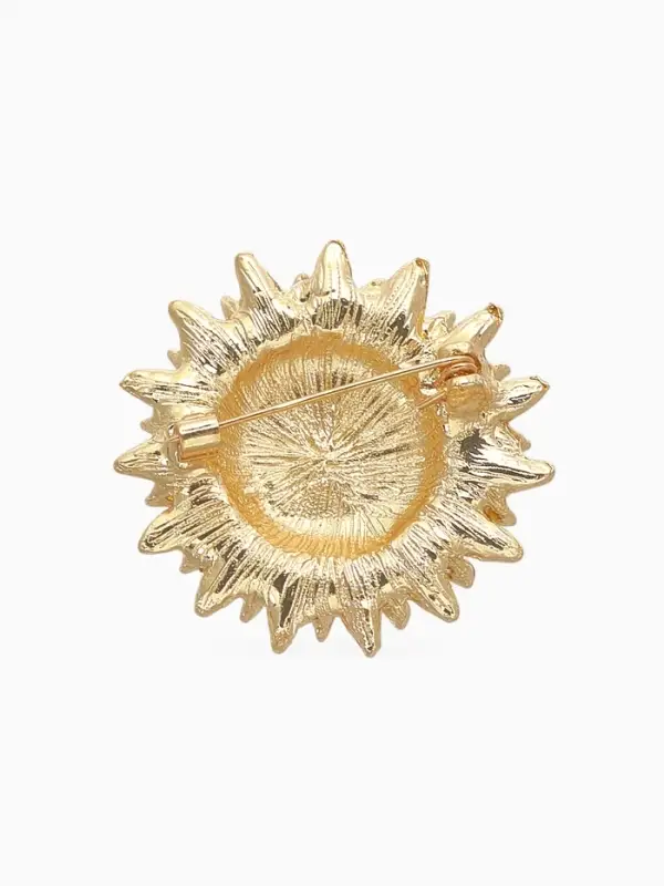 Брошь-кулон &laquo;Цветок Подсолнух&raquo;, серая, золотой в золоте