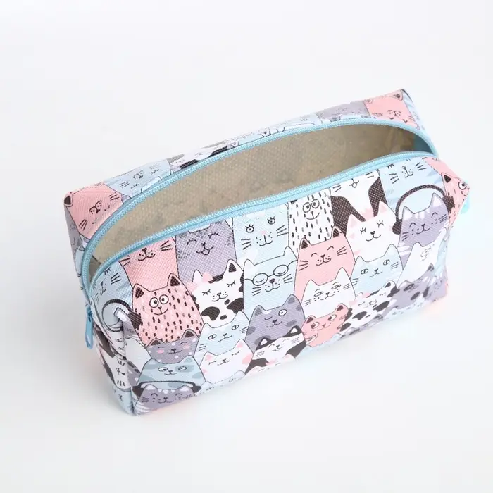 Косметичка - футляр женская с ручкой, объёмная, маленькая, для косметики, лекарств, прокладок, серая