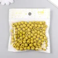 Бусины для творчества дерево "Светло-Оливковый" d-0,8 см, набор 20 гр