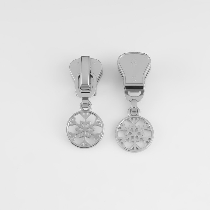 Бегунок автоматический для молнии «Трактор», №8, декоративный «Снежинка», 10 шт, цвет никель Бегунок автоматический для молнии «Трактор», №8, декоративный «Снежинка», 10 шт, цвет никель