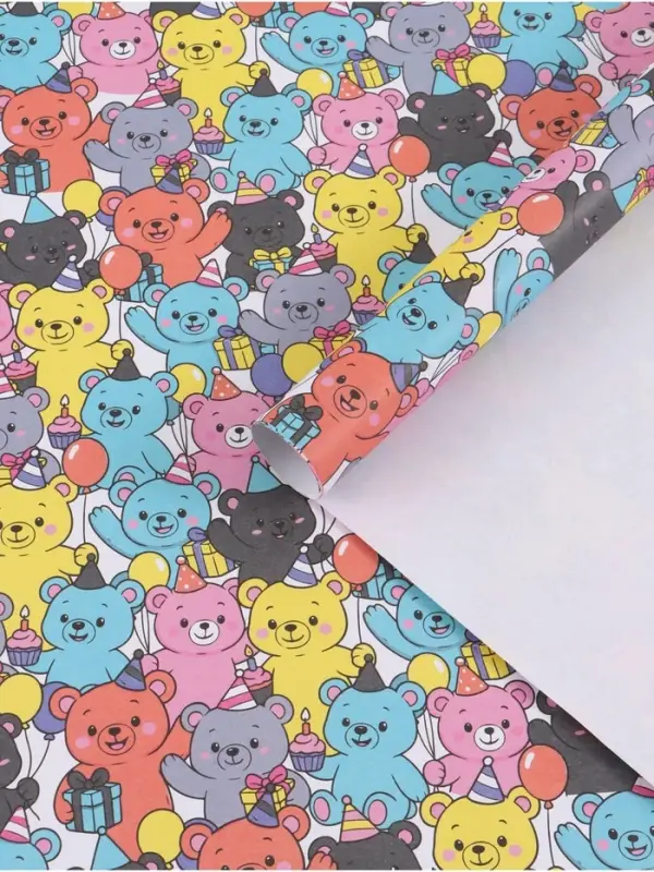 Бумага упаковочная крафтовая «Мишки», 1 лист,70 × 100 см Бумага упаковочная крафтовая «Мишки», 1 лист,70 × 100 см
