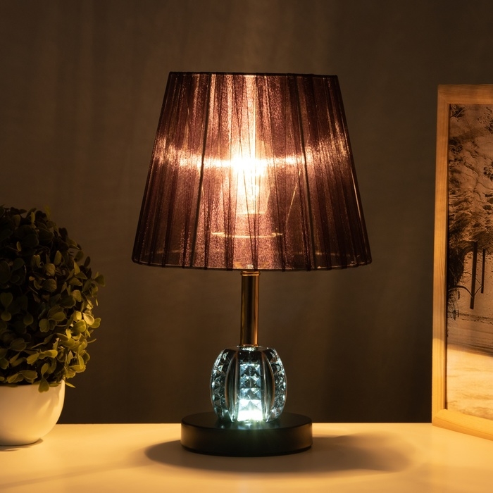 Лампа настольная Лампа настольная "Клаудия" 1х40Вт Е27 1х5Вт LED черный/прозрачный 21х21х34см