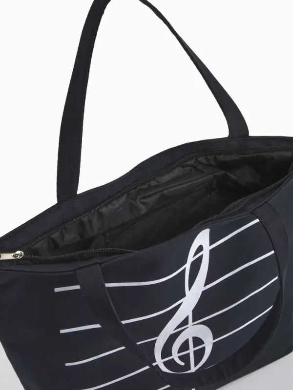 Сумка - шоппер &laquo;Музыка&raquo;, на молнии, 42&times;9&times;32 см, с принтом, чёрная