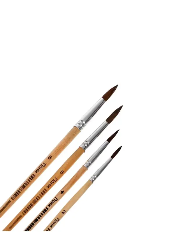 Набор кистей для рисования, пони, 4 штуки: № 2, 4, 6, 8, круглые, деревянная ручка, международный размер