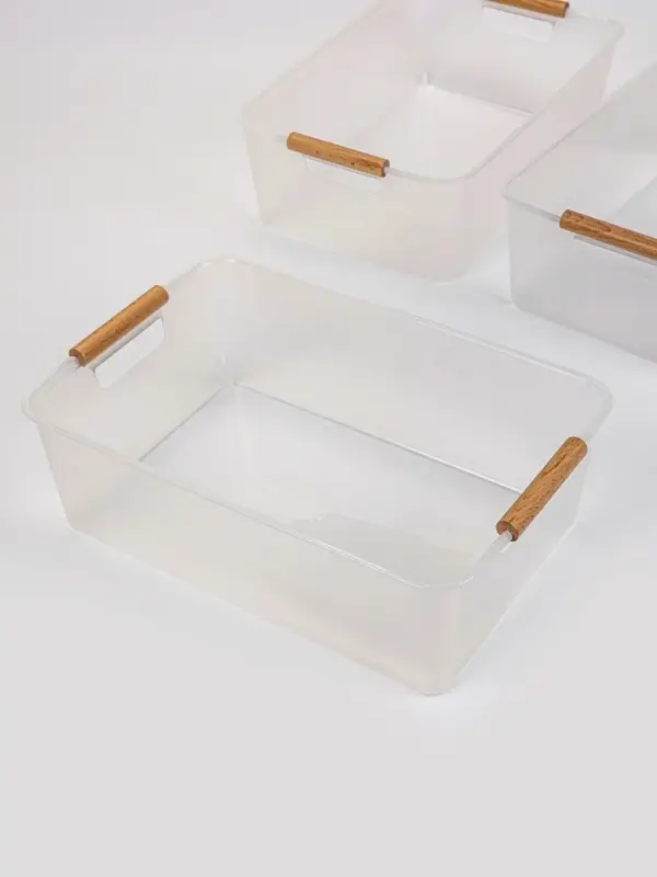 Корзины для хранения Wood Fusion, набор 3 шт.: 33&times;23&times;11 см, пластик, буковое дерево
