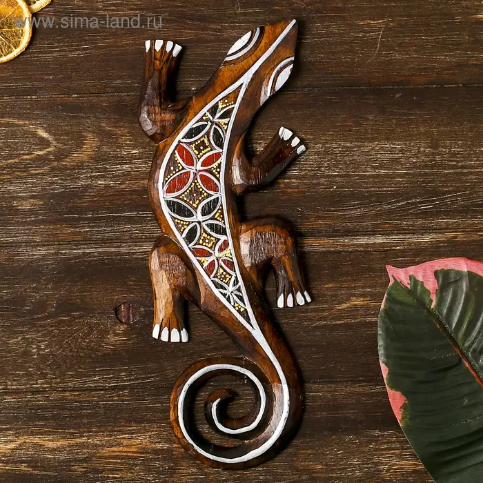 Панно дерево Панно дерево "Геккон" 31х11х1 см