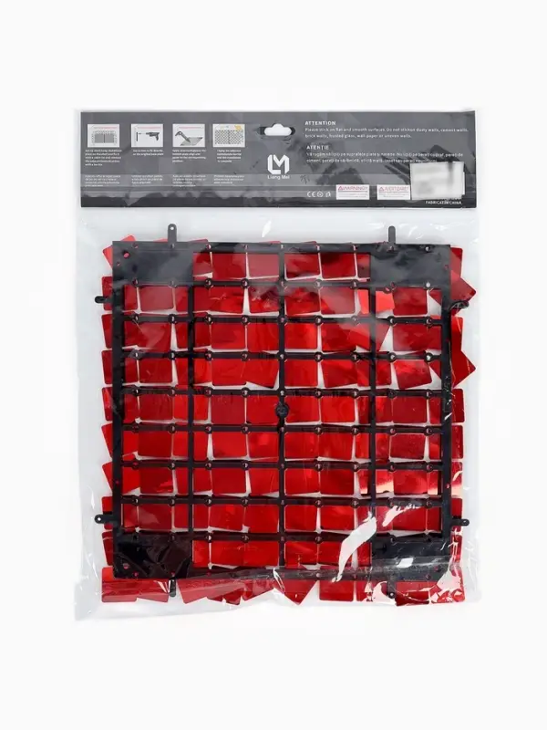 Панель с пайетками для фотозоны, квадратные, 30&times;30 см, красная