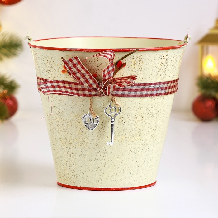 Кашпо Кашпо "Ведерко Рустад" бежевое, 15х15х14см