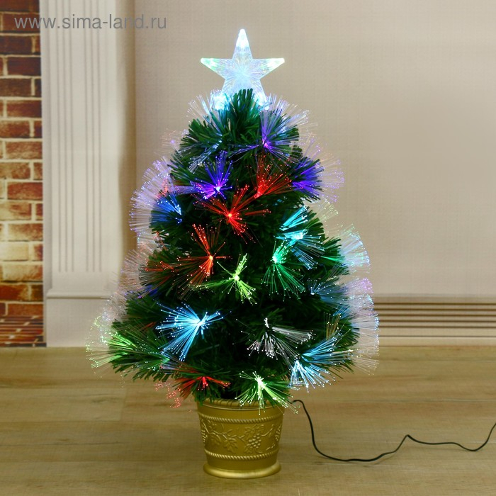 Ёлка фиброоптическая Ёлка фиброоптическая "Пучок радужный" 60 см d нижнего яруса 35 см, 55 веток