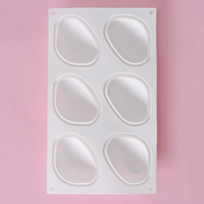 Форма для муссовых десертов и выпечки Доляна «Стоун», силикон, 30×18×3 см, 6 ячеек (9,5×7 см), цвет белый Форма для муссовых десертов и выпечки Доляна «Стоун», силикон, 30×18×3 см, 6 ячеек (9,5×7 см), цвет белый