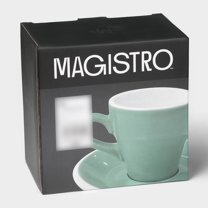 Кофейная пара фарфоровая Magistro Coffee time, 2 предмета: чашка 280 мл, блюдце d=15,5 см, цвет бирюзовый Кофейная пара фарфоровая Magistro Coffee time, 2 предмета: чашка 280 мл, блюдце d=15,5 см, цвет бирюзовый