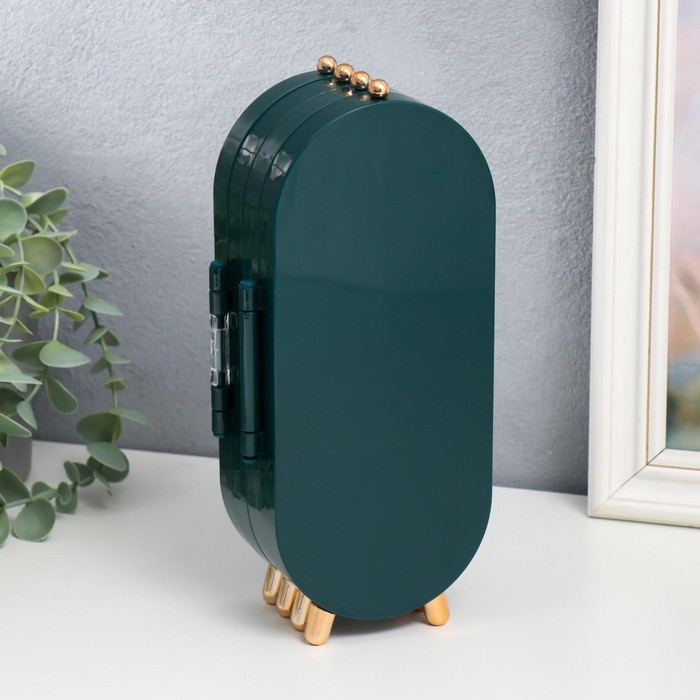 Шкатулка-кейс для украшений пластик Шкатулка-кейс для украшений пластик "Овал" тёмно-зелёный 23,5х6,5х11,5 см