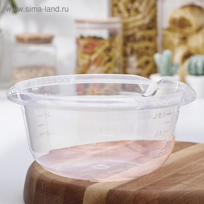 Миска с мерным делением, 2 л, прозрачная Миска с мерным делением, 2 л, прозрачная