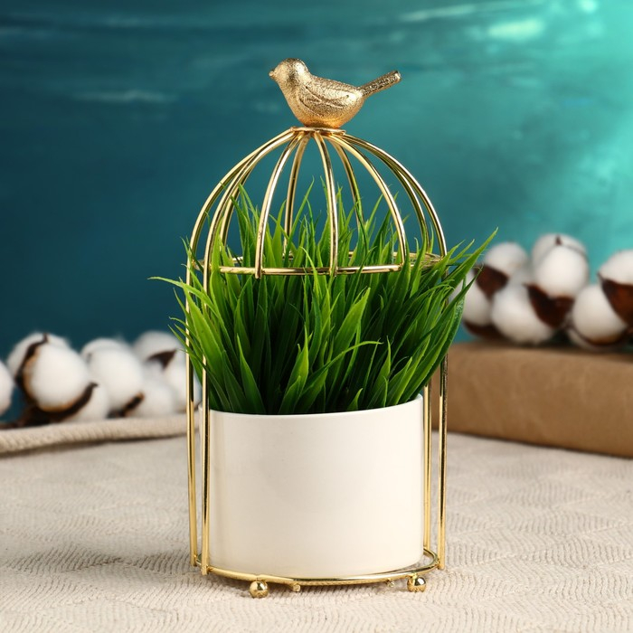 Кашпо Кашпо "Золотая клетка" 20х9х9см