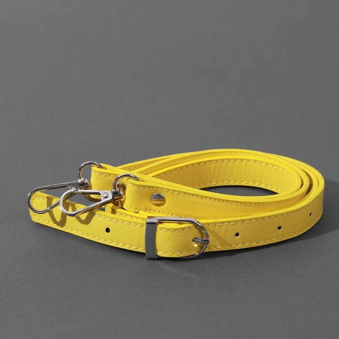 Ручка для сумки из экокожи, с карабинами, 125 × 1,8 см, цвет жёлтый Ручка для сумки из экокожи, с карабинами, 125 × 1,8 см, цвет жёлтый