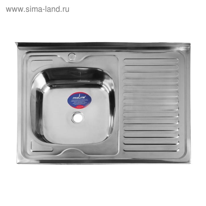 Мойка кухонная MIXLINE 527970, накладная, толщина 0.4 мм, 80х60х16 см, левая, выпуск 1 1/2 Мойка кухонная MIXLINE 527970, накладная, толщина 0.4 мм, 80х60х16 см, левая, выпуск 1 1/2"