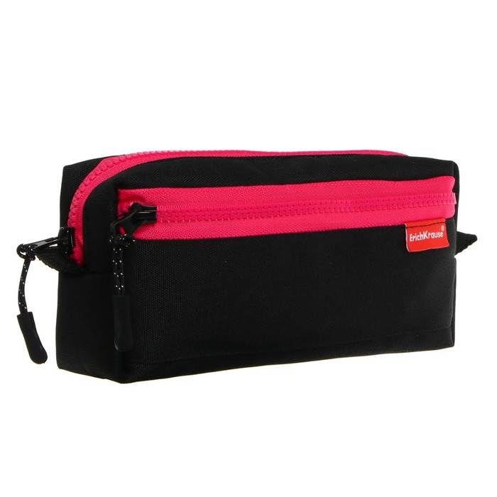 Пенал мягкий, 2 отделения, объёмный, 100 х 210 х 50 мм, Erich Krause, Black&Pink 48999 Пенал мягкий, 2 отделения, объёмный, 100 х 210 х 50 мм, Erich Krause, Black&Pink 48999